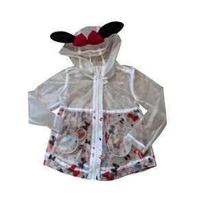 Disney Minnie Mouse Girls Clear Translucent Hooded Rain Jacket Raincoat Size 3T